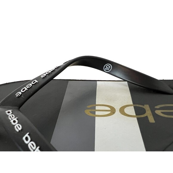 Bebe Logo Flip Flop  Womens Size 10  Flatform Black & White Thong Sandals - Picture 10 of 12